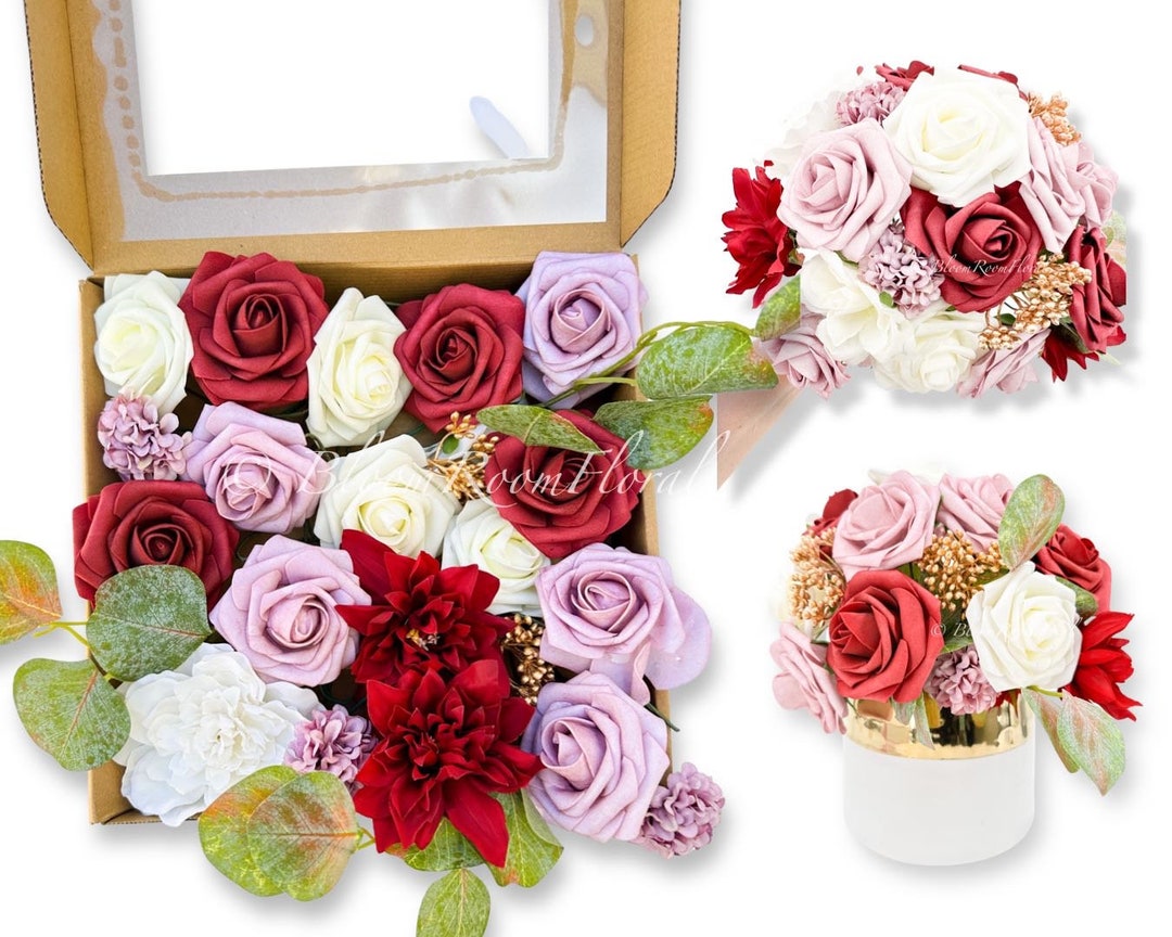 Artificial Flowers Faux Wedding Bouquets Fake Rose Blueberry Flowers
