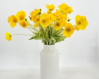 Gelber Mohnstängel | 23 "Hoch hochwertige künstliche Blume | Hochzeit/Innendekoration | Geschenke Dekor | Floral Faux Floral
