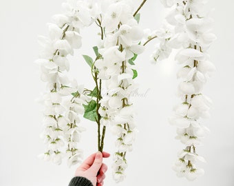 Artificial White Wisteria 34-Inch Spray – Hanging Silk Flowers for Wedding & Events
