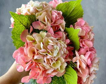 Light Pink Real Touch Hydrangea: Realistic Luxury Artificial Flower, 20" Stem