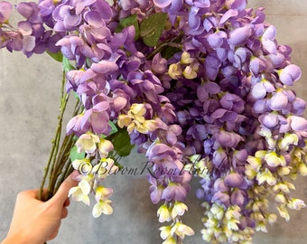 32” Purple Ombré Wisteria Bunch | Handmade Silk Floral Spray
