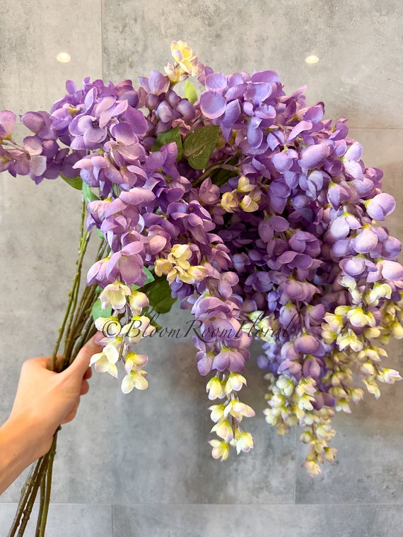 32” Purple Ombré Wisteria Bunch | Handmade Silk Floral Spray
