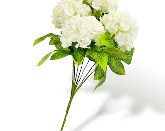 7 stem White Small Head Silk Snowball Hydrangea Bunch Realistic, Faux Artificial Flower | Wedding/Home Decoration Gifts  Floral Faux H-037