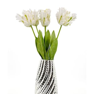 Papagei Real Touch Tulip Stem Kunstblume Hochwertige Faux Floral, Hochzeit / Haus Geschenke Dekor Handwerk Geburtstag Hoch Weiß