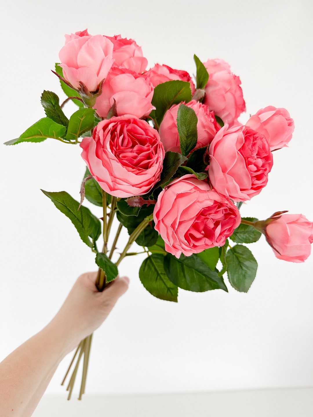 Dark Pink Silk Cabbage Rose Stem: 22