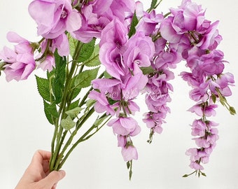 Purple Wisteria Bunch/Wedding/Home Decoration | Gifts Decor Floral Silk Flowers, Artificial Spray for Home Office