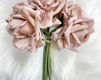 Real Touch Rose Bouquet: Choco Brown Latex Artificial Flowers (5 Stems)