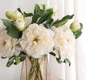 Grande stelo di peonia in seta: composizione floreale artificiale realistica, 48 cm