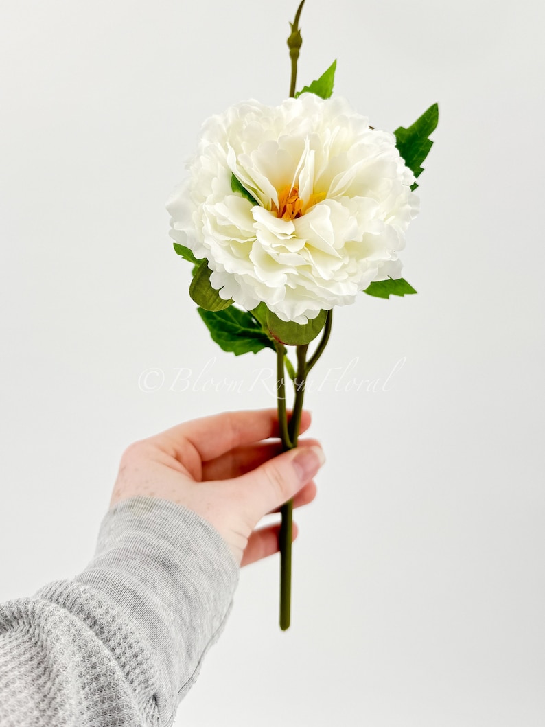 White Chinese Peony Silk Floral Artificial Flower Wedding/Home Decoration Gifts Décor Floral, Spring Flowers, Wedding Flowers P-006 image 1