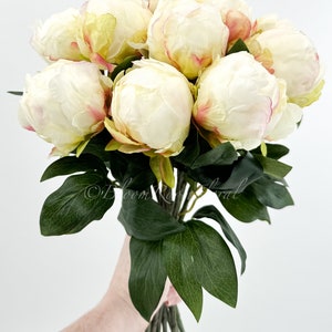 18 White Peony Bud Stem Faux Artificial Centerpiece Wedding/Home Decor Gift Decor Floral Silk Flowers French Decor Realistic P-038 image 7