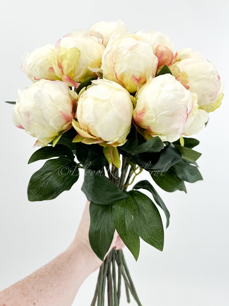 18 White Peony Bud Stem Faux Artificial Centerpiece Wedding/Home Decor Gift Decor Floral Silk Flowers French Decor Realistic P-038 image 7