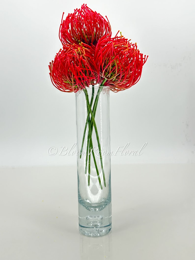 Red Protea Artificial Flower Stem - 12" Tall - DIY Floral Decor image 5