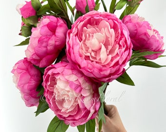 Real Touch Pink Peony Stem | Extremely Realistic Luxury Quality Artificial Kitchen/Wedding/Home Decoration Gifts French Floral Flowers P-053