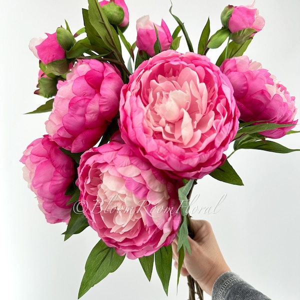 Real Touch Pink Peony Stem | Extremely Realistic Luxury Quality Artificial Kitchen/Wedding/Home Decoration Gifts French Floral Flowers P-053