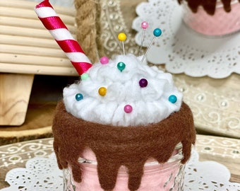 Milkshake Pin Cushion | Cute Pin Cushion | Sewing Accessory