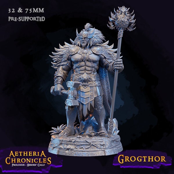 Grogthor: Powerful Barbarian of the Wastes by Mystic Makers Miniatures. Crush your enemies and see them driven before you with this figure!