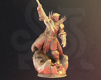 Water Genasi Warrior - Torrent, By DM-Stash. Powerful and elegant elemental warrior for tabletop gaming. 32mm and 75mm scale.