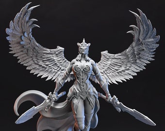 Figura de guerrero angelical de Luis Donaldo Meza / Figura celestial / Ángel femenino / Juegos de mesa / TTRPG / D&D / Poderosa miniatura Aasimar