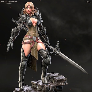 Female Warrior 3D Printed Model for Tabletop Gaming and RPG - Luis Meza's Beautiful Warrior Miniature | Tabletop Gaming & 1/6 Scale Figure