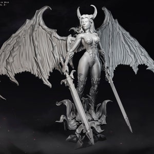 Demoness Figure by Luis Donaldo Meza | Tabletop Gaming | TTRPG | D&D | Player Character NPC Mini | Succubus | Seductress | Avernus Warrior