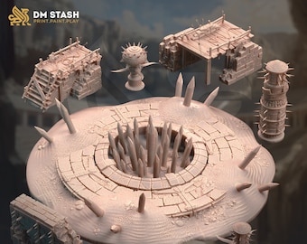 Set de Terreno de Arena - Trampas y Púas del Crisol de DM Stash. ¡Escenografía y peligros para la noche de tu grupo en la arena! Resina tipo ABS.
