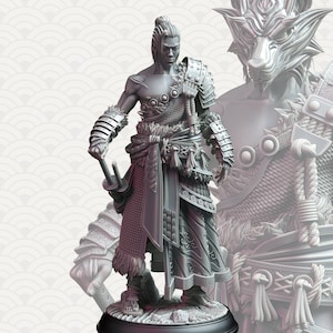 Kaoru Okami, Stoischer Wolf. Mittelgroßes Modell - 25mm Base, von DM-Stash. Geister aus dem Osten, Sept. 2023 Veröffentlichung. 32mm und 75mm Mensur.