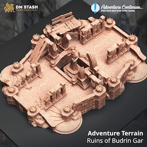 3D terreingevechtskaart | Ruïnes van Budrin Gar | Aangepast 3D-geprint D&D-terrein | Gedetailleerde RPG-omgeving | Accessoire voor tafelspel