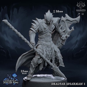 Dralfar Spearmen, Dark Elf Minis for D&D and Tabletop Gaming - By Mammoth Factory | DnD | Swordmasters | Dark Fantasy | Fighter Minis