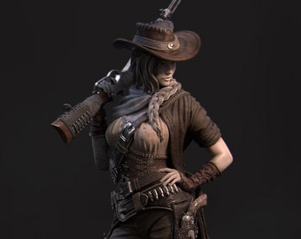 Jane Stanton by Nerikson. Elegant and Gritty Female Gunslinger, Sharpshooter, Marksman, Wild West Cowgirl. 8K Resolution Printing.
