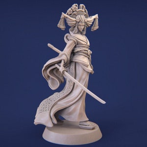 Oyumi, the Samurai Girl. Exquisite 3D Printed Figure, Sculpted by Nerikson, printed in 8k resolution and ABS resin for incredible detail.