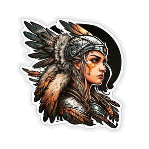Walküre Profil, Einzigartige Kuss Cut Aufkleber Designs - Stechen Sie heraus mit unseren benutzerdefinierten Mythologie Aufklebern