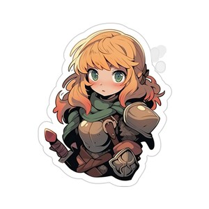 Adorable Female D&D Kiss-Cut Sticker for Martial Classes. Great for Tabletop Gamers, Gear Decoration, Roleplaying, and more!