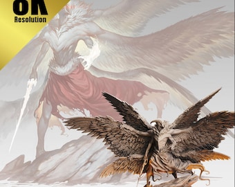 Raphael, Angel of Wrath - In 8K Resolution, 32mm and 75mm Scales, Tabletop Gaming Figure, Dungeons and Dragons, Pathfinder, and more