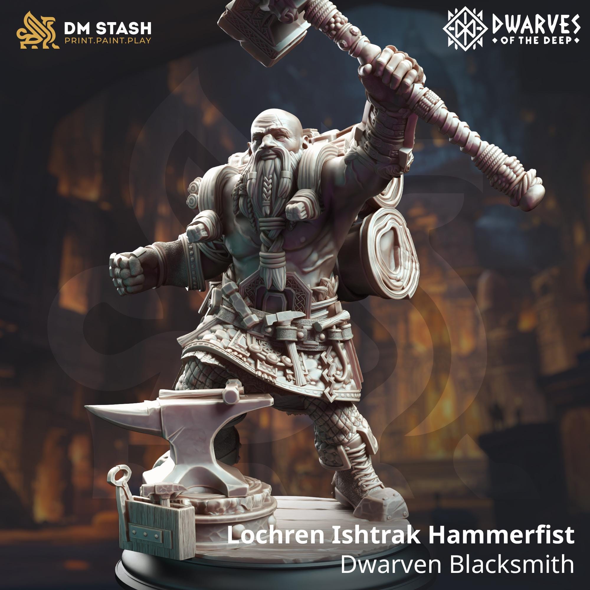 28mm Dwarf Blacksmith Shop & Figure Set - War Games Miniatures By Outland Tactics - View #8