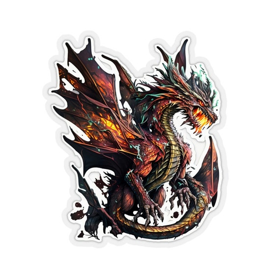 Ferocious Dragon Kiss-cut Stickers, Fantasy Stickers for Tabletop