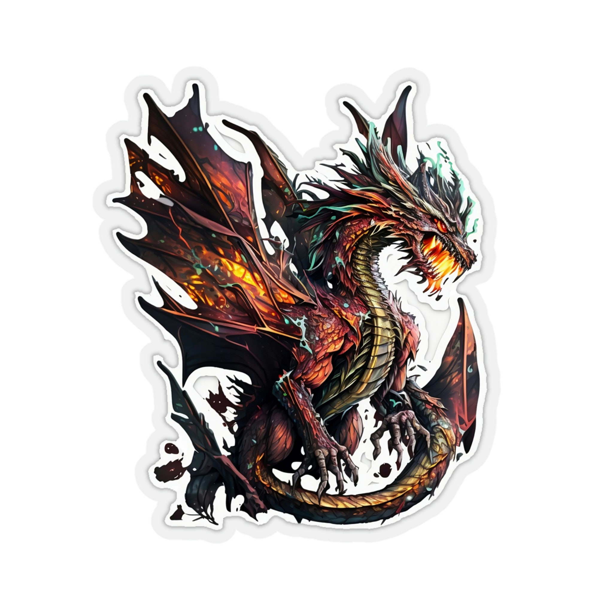 Ferocious Dragon Kiss-cut Stickers, Fantasy Stickers for Tabletop