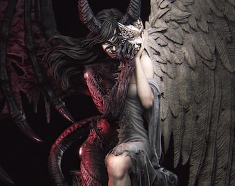 The Face of Evil | Rylana the Succubus Shedding Angelic Disguise by Nerikson | 3D Printed Transformative Figure