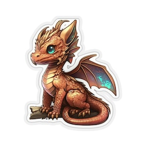 Copper Dragon Chibi Kiss-Cut Stickers, Fantasy Stickers for Tabletop Gaming, Roleplaying, Decorations, Scrapbooking and more.