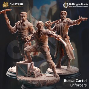Rossa-kartelhandhavers | Three Variant Gang Muscle Mini's van DM Stash | 3D-geprinte figuren | Perfect voor tabletop-RPG's, displays en schilderen