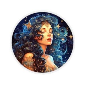 Asteria goddess of Stars Sticker - Mythical Decal for Cosmic Enthusiasts, TTRPG Players, D&D, Gear Decoration and more.