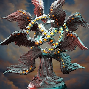Erathis, The Thousand Eyes, DM Stash. All-seeing angel mini for TTRPGs, painting, collecting, and display. Huge model, 55mm base, 32mm scale