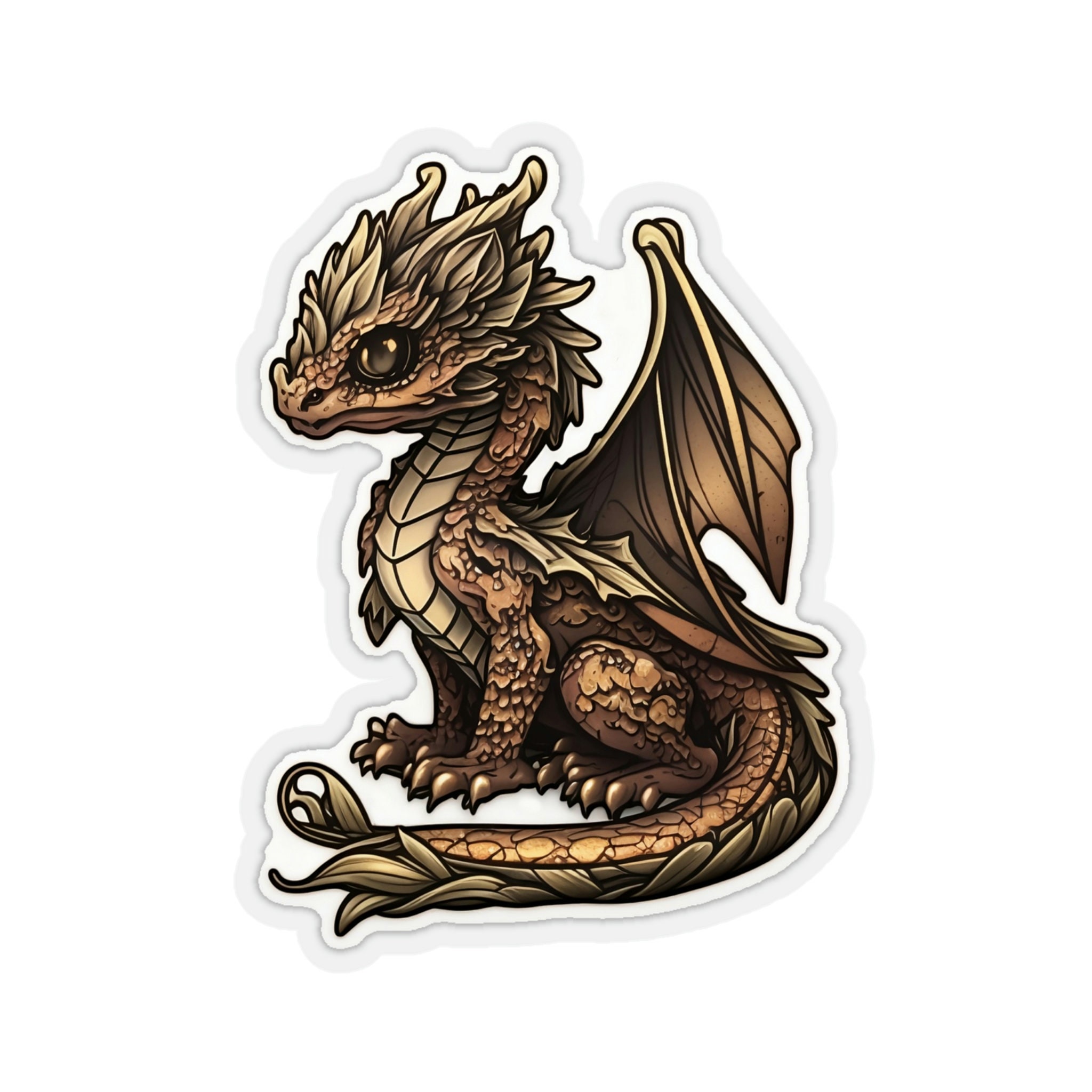 Bronze Dragon Chibi Kiss-Cut Stickers, Fantasy Stickers for Tabletop Gaming, Roleplaying, Decorations, Scrapbooking and more.