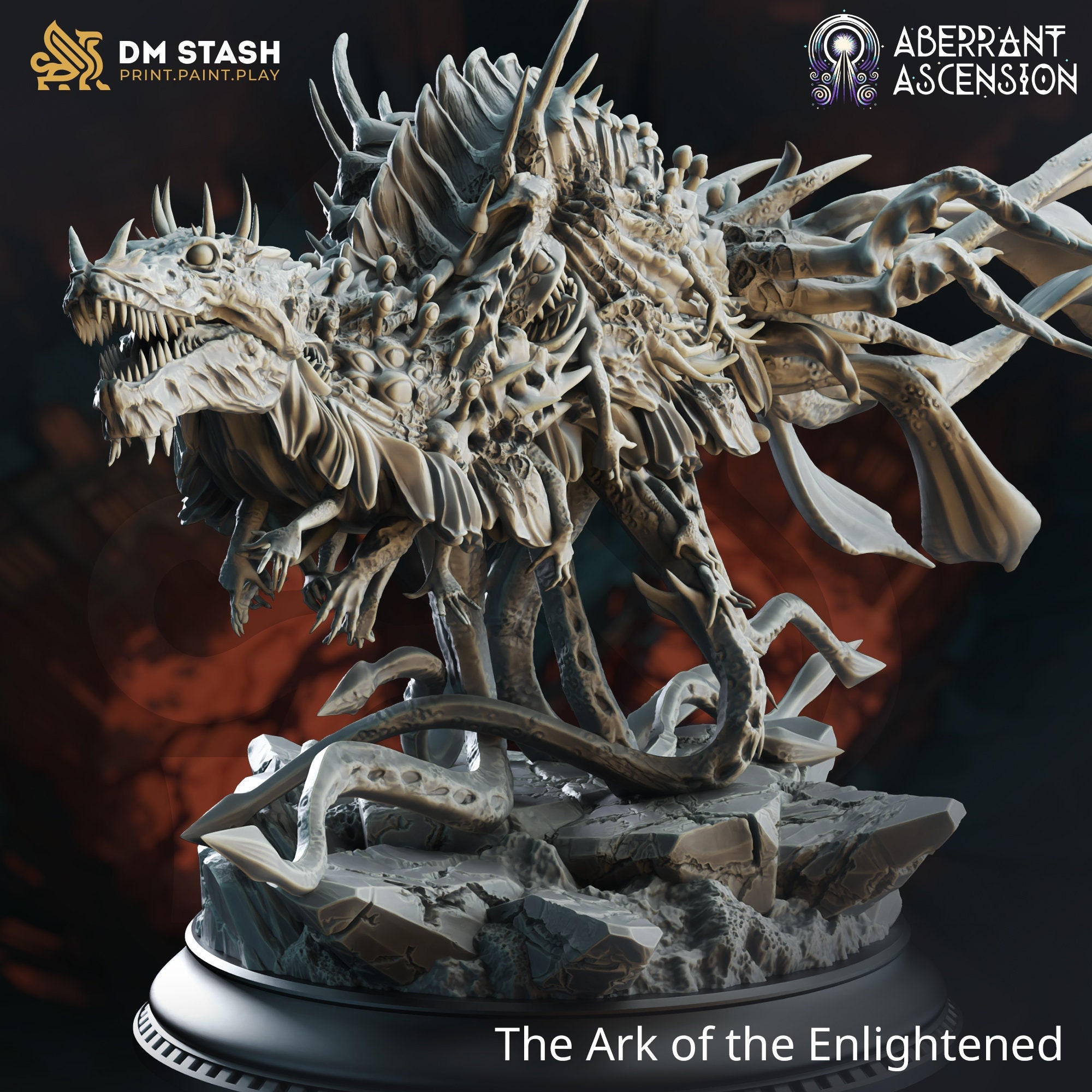 Eldritch Abomination Vessel - Ark of the Enlightened | Mindflayer-Tainted Dinosaur Monstrosity | 3D Printed Tabletop Figure | DM-Stash