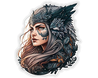 Freya, Valkyrie Queen, Unique Kiss Cut Sticker Designs - Stand Out with Our Custom Mythology Stickers