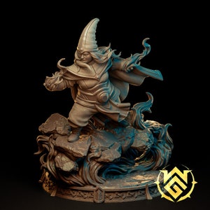 Elemental Conjurer, 3D Magician Figure by Witchguild Minis. Sword wielding pirate captain. D&D, Pathfinder, TTRPG Mini. ABS resin.