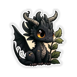Black Dragon Chibi Kiss-Cut Stickers, Fantasy Stickers for Tabletop Gaming, Roleplaying, Decorations, Scrapbooking and more.