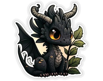Black Dragon Chibi Kiss-Cut Stickers, Fantasy Sticker für Tabletop Gaming, Roleplaying, Dekorationen, Scrapbooking und mehr.