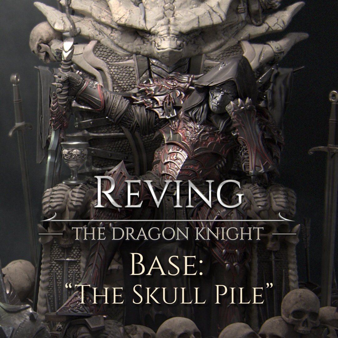 Reving, the Dragon Knight, Throne of Skulls. Exquisite 3D Printed Epic