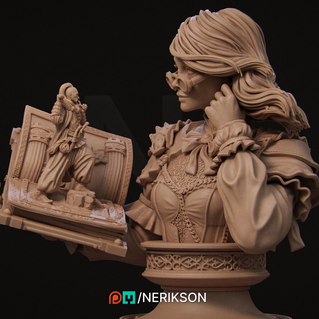 Orinthia the Magical Librarian Bust | Story-Animating Bookkeeper | Sculpted by Nerikson | Custom 3D Printed Miniature