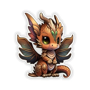 Copper Dragon Chibi Kiss-Cut Stickers, Fantasy Stickers for Tabletop Gaming, Roleplaying, Decorations, Scrapbooking and more.